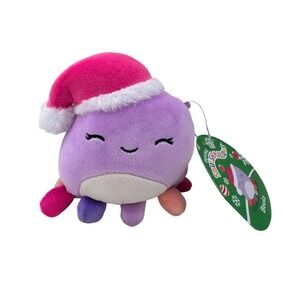 Squishmallows Plush Beula Octopus Santa Hat 5 Inch Purple Christmas Kids Toy New